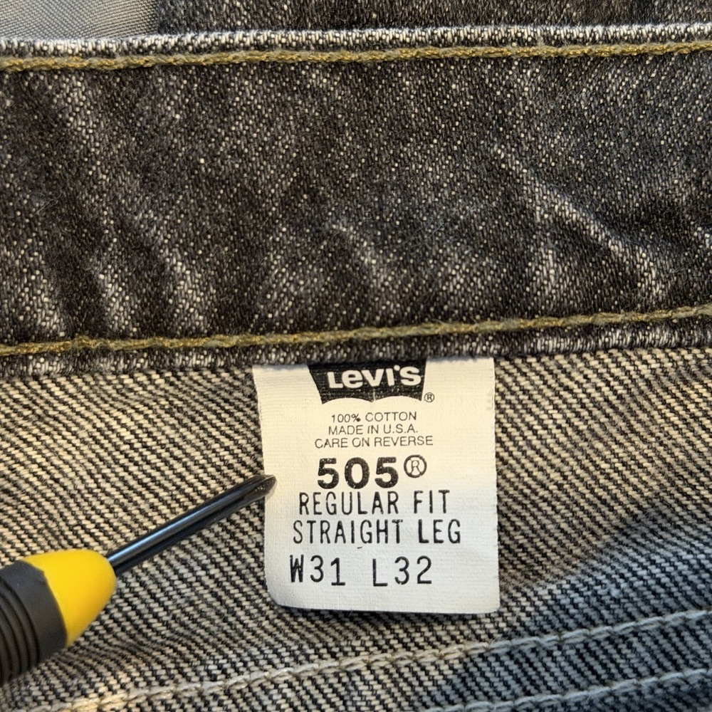 Vintage Levi's 505 Orange Tab Jeans Faded Mens 31x32 Black Denim USA Grunge 90s - Picture 3 of 7